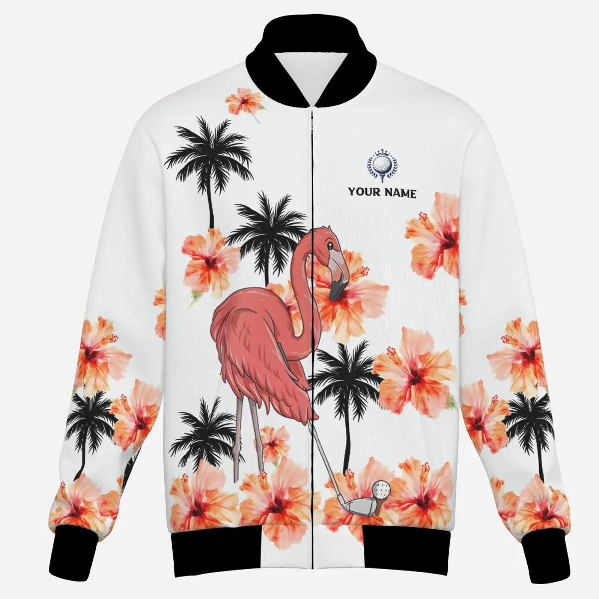 Herren Jacke mit pinken Flamingos – Tropisches Golfdesign L0098