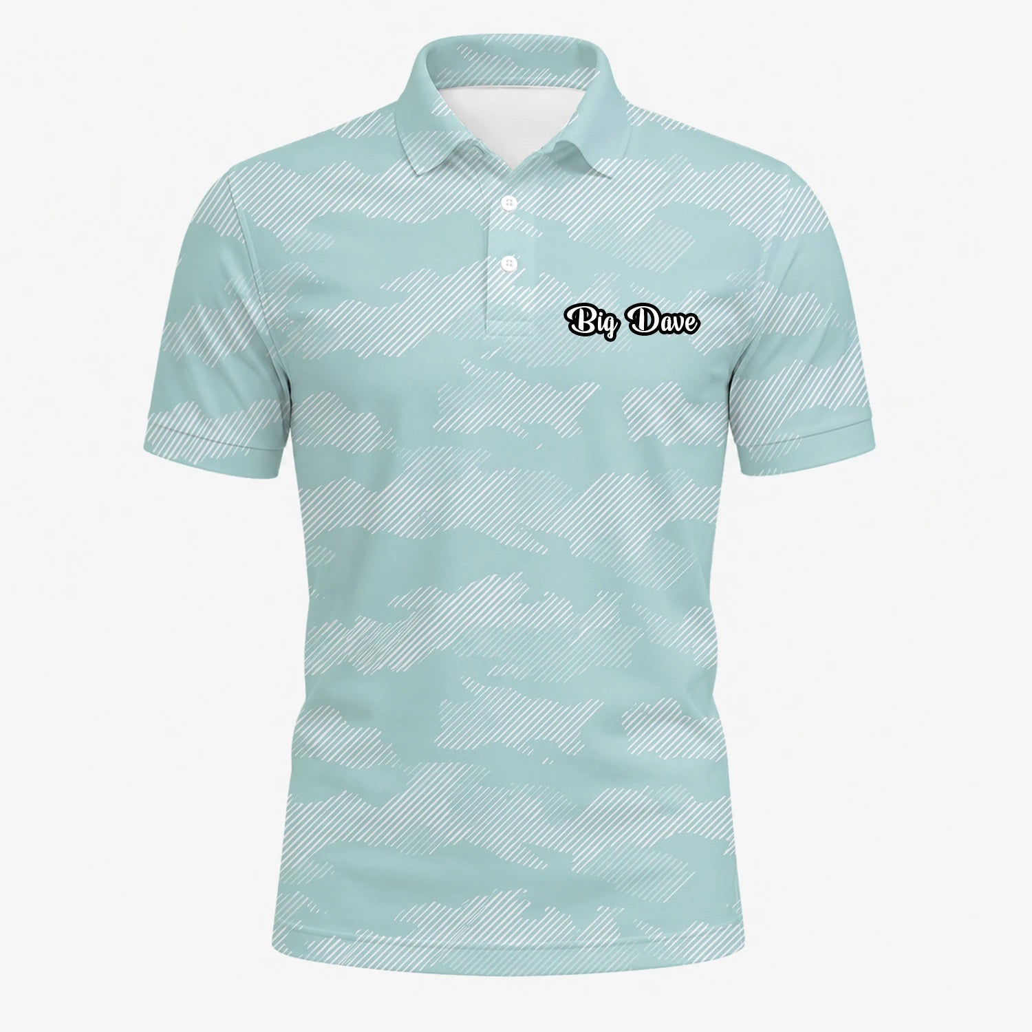 Personalisiertes Golf Poloshirt Mint Weißes Chevron Streifen Design für Herren K7105
