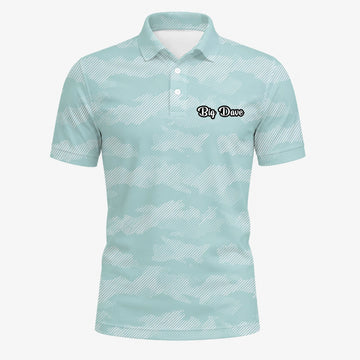Personalisiertes Golf Poloshirt Mint Weißes Chevron Streifen Design für Herren K7105