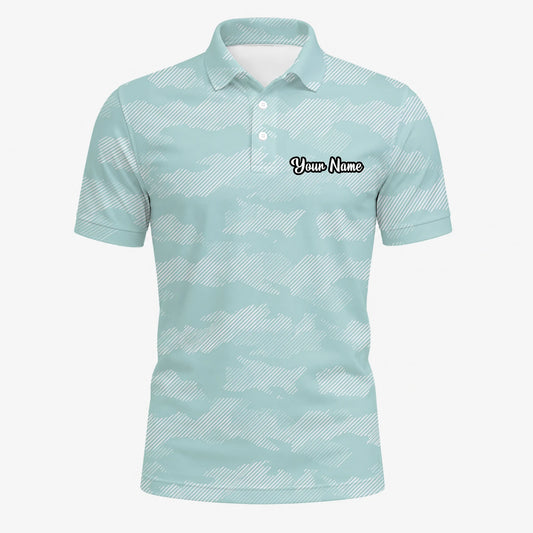 Personalisiertes Golf Poloshirt Mint Weißes Chevron Streifen Design für Herren K7105