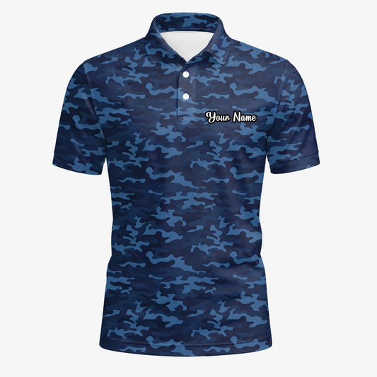 Personalisiertes Golf Poloshirt Marineblaues Camo Design für Herren L9533
