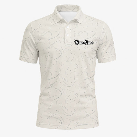Personalisiertes Golf Poloshirt Cremefarbenes Golf Tee Linien Design für Herren O7898