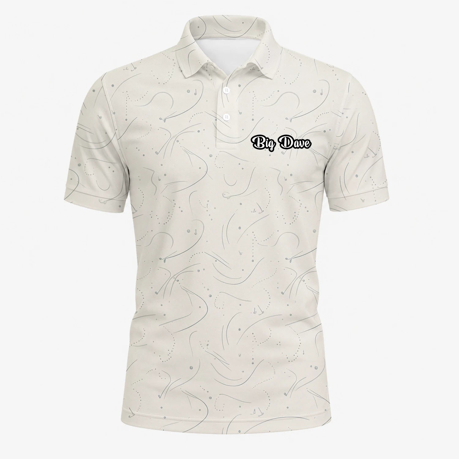 Personalisiertes Golf Poloshirt Cremefarbenes Golf Tee Linien Design für Herren O7898