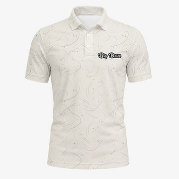 Personalisiertes Golf Poloshirt Cremefarbenes Golf Tee Linien Design für Herren O7898