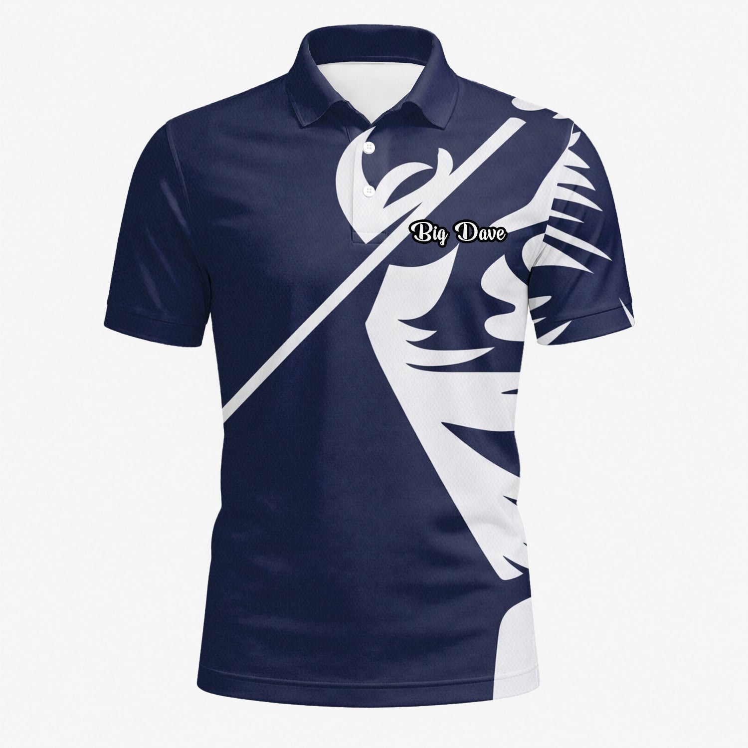 Personalisiertes Golf Poloshirt Marineblau Weißes Tribal Design für Herren A1639