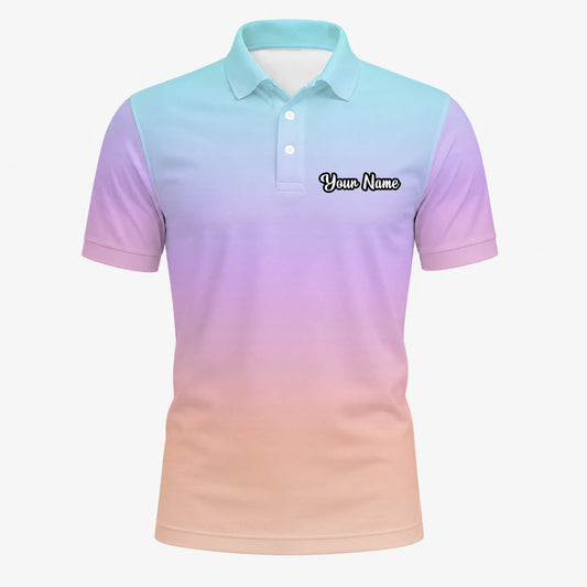 Personalisiertes Golf Poloshirt Pastell Regenbogen Farbverlauf Design für Herren R9936