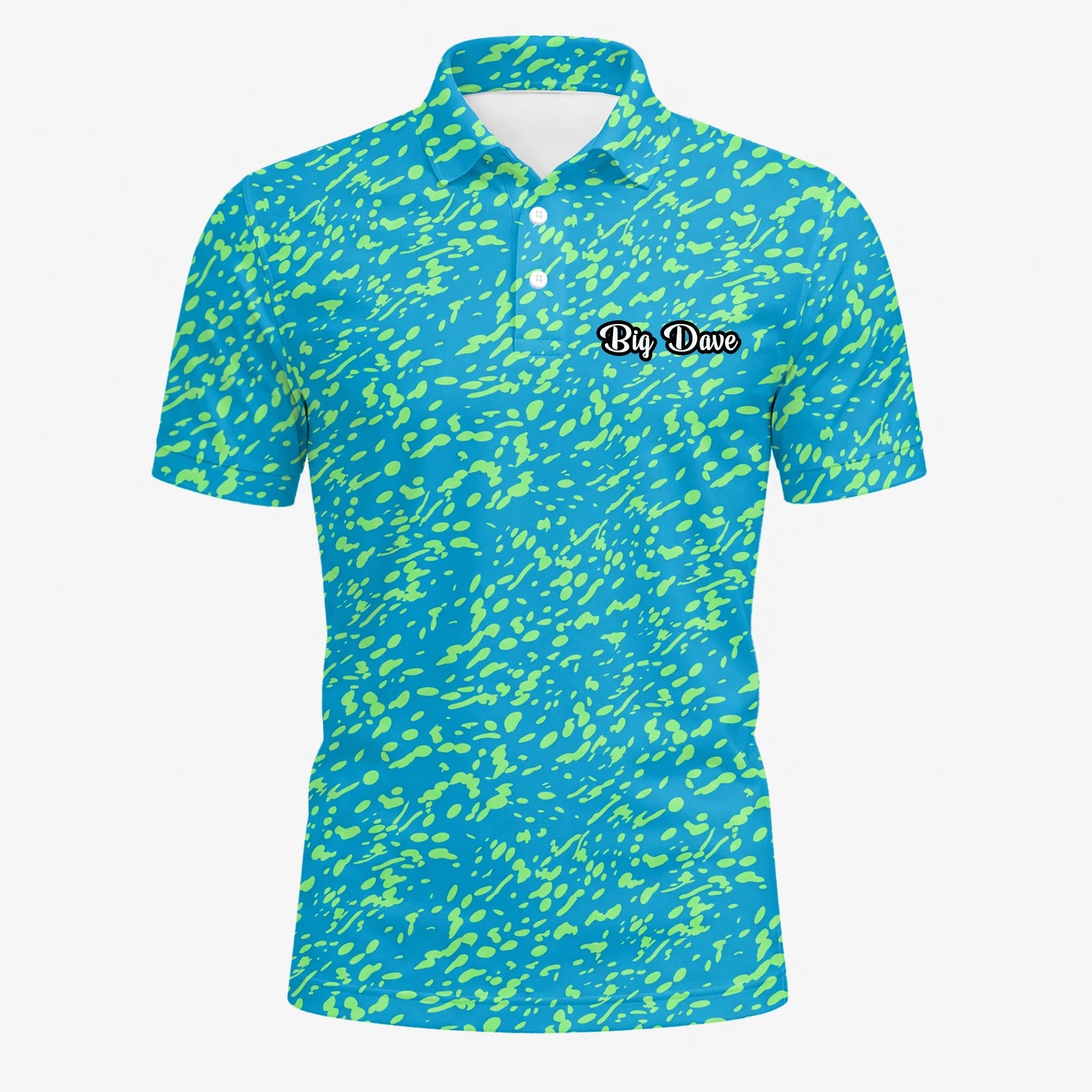 Personalisiertes Golf Poloshirt Türkis Limettengrünes Farbklecks Design für Herren G8287
