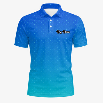 Personalisiertes Golf Poloshirt Blau Türkis Punkt Verlauf Design für Herren C6032