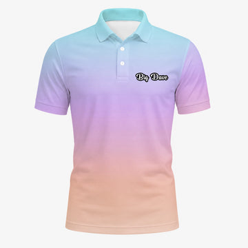 Personalisiertes Golf Poloshirt Pastell Regenbogen Farbverlauf Design für Herren R9936