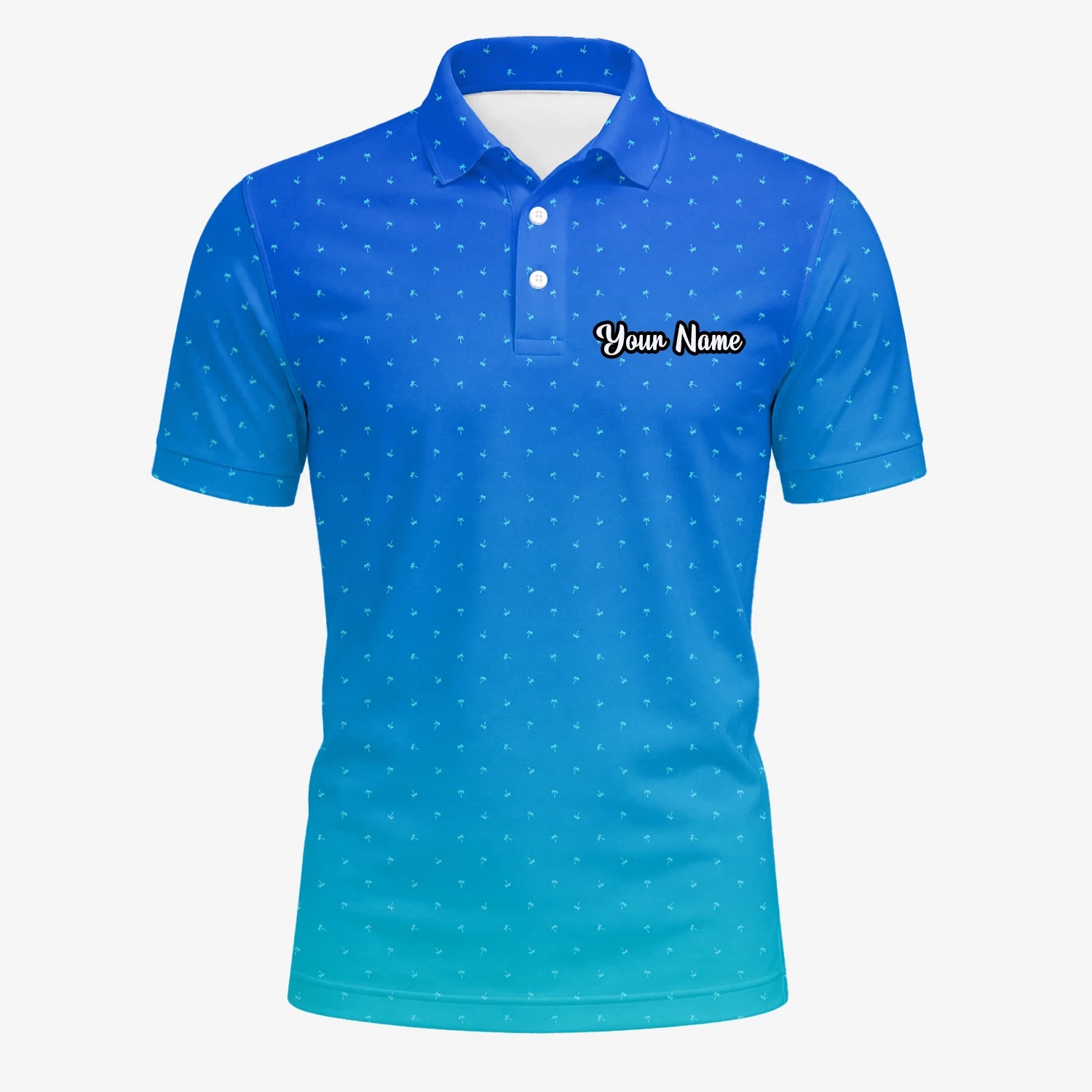 Personalisiertes Golf Poloshirt Blau Türkis Punkt Verlauf Design für Herren C6032