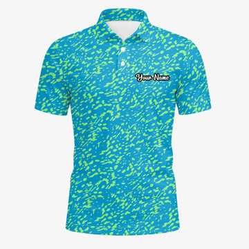 Personalisiertes Golf Poloshirt Türkis Limettengrünes Farbklecks Design für Herren G8287