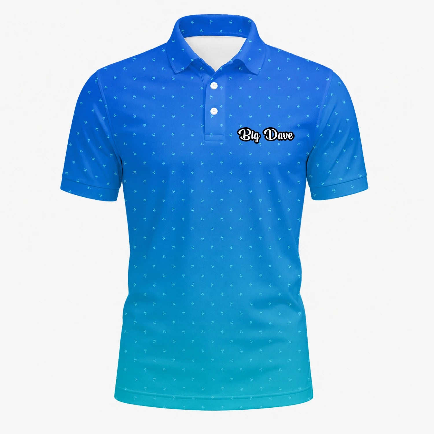 Personalisiertes Golf Poloshirt Blau Türkis Punkt Verlauf Design für Herren O2326