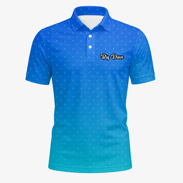 Personalisiertes Golf Poloshirt Blau Türkis Punkt Verlauf Design für Herren O2326