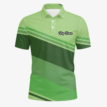 Personalisiertes Golf Poloshirt Hellgrünes Geometrisches Streifen Design für Herren S1599
