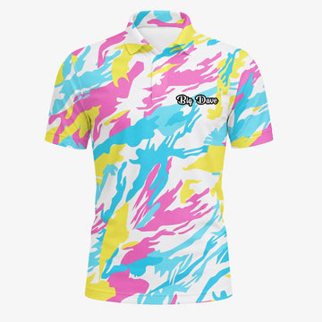 Personalisiertes Golf Poloshirt Pastell Regenbogen Camo Design für Herren F0280