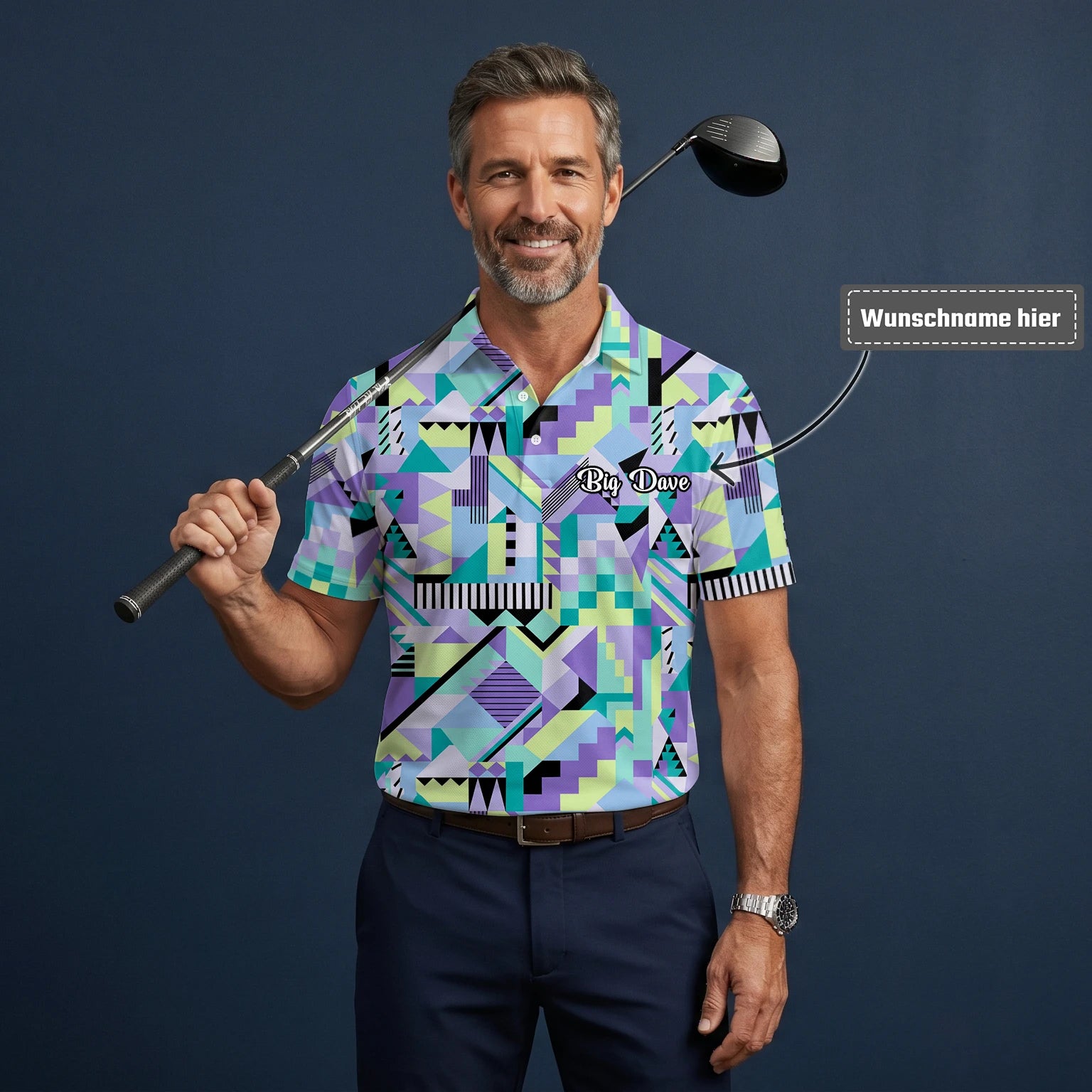 Personalisiertes Golf Poloshirt Pastell Geometrisches Memphis Muster für Herren Y0820