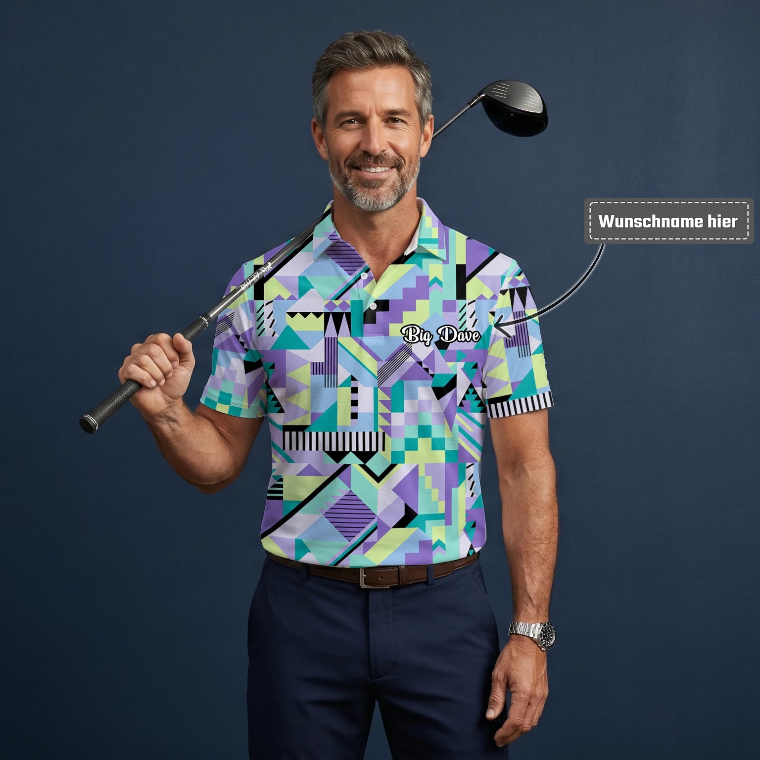 Personalisiertes Golf Poloshirt Pastell Geometrisches Memphis Muster für Herren Y0820