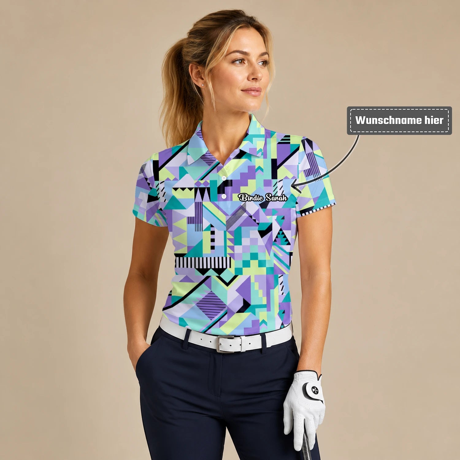 Personalisiertes Golf Poloshirt Pastell Geometrisches Memphis Muster für Damen Y0820
