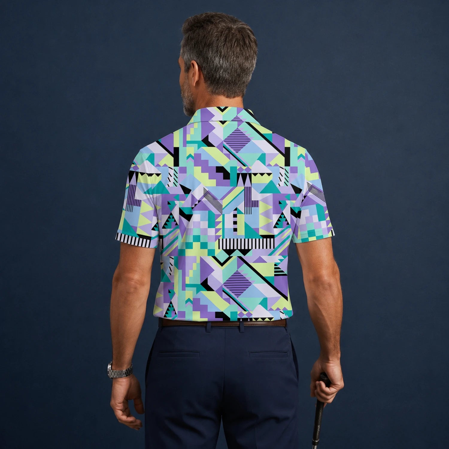 Personalisiertes Golf Poloshirt Pastell Geometrisches Memphis Muster für Herren Y0820