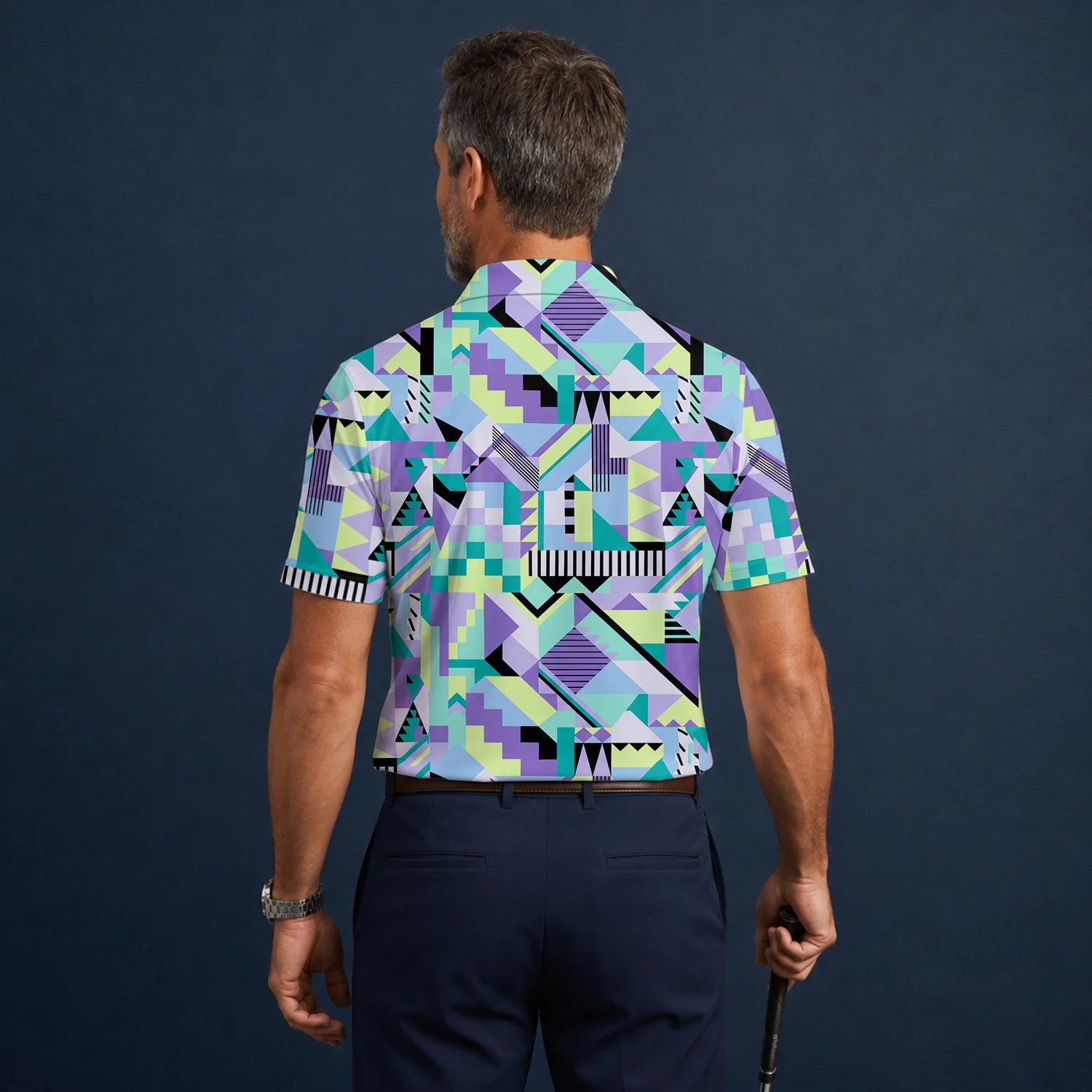 Personalisiertes Golf Poloshirt Pastell Geometrisches Memphis Muster für Herren Y0820