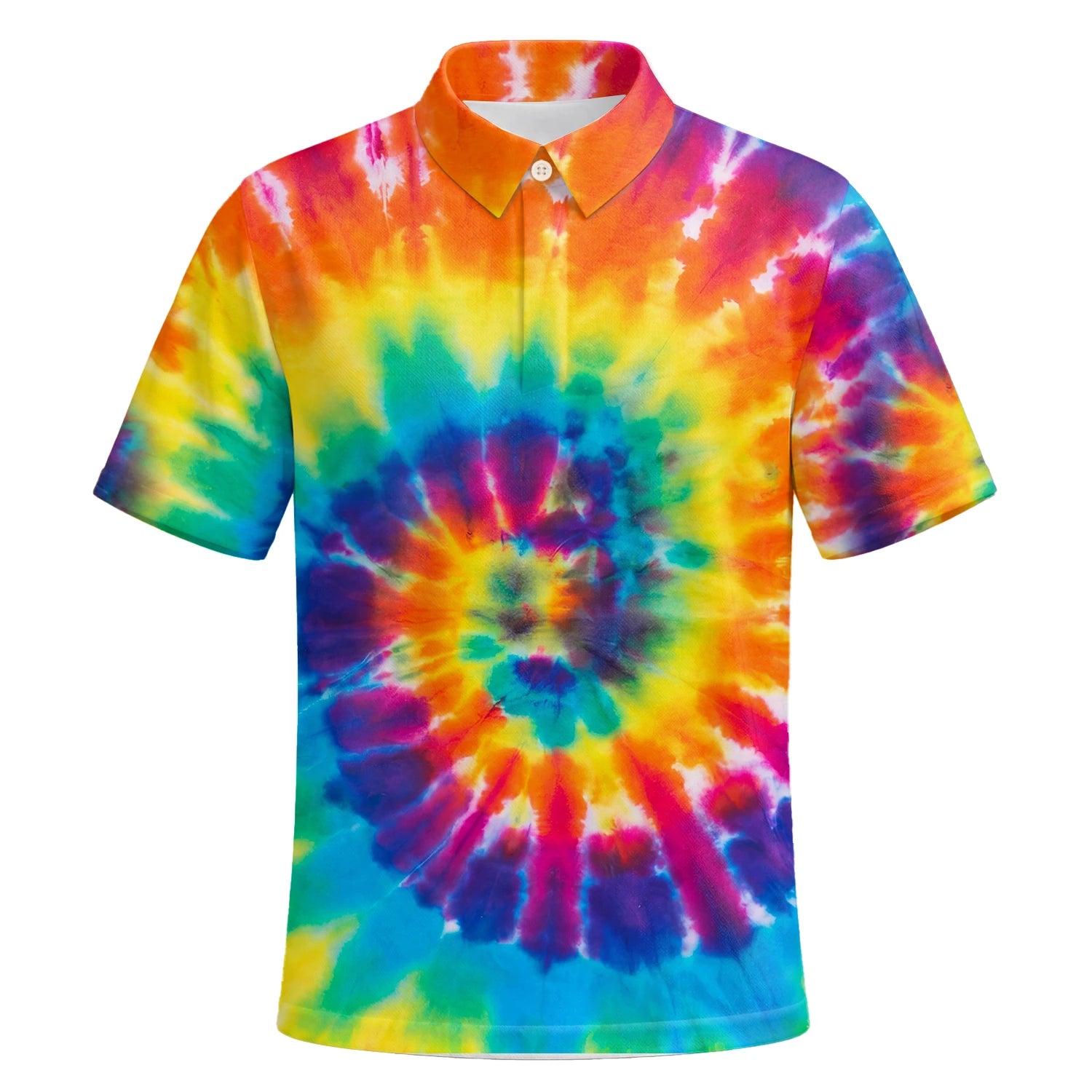 Personalisiertes Golf Poloshirt mit Regenbogen-Batik-Spirale für Herren S4610 | Kurzarm Premium | 6.webp