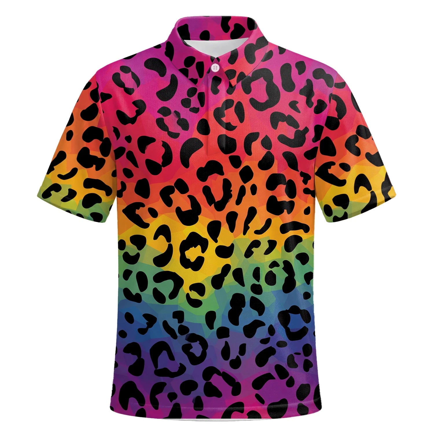 Personalisiertes Golf Poloshirt Regenbogen Leo Print Design für Herren X1632 | Kurzarm Premium | 6.webp