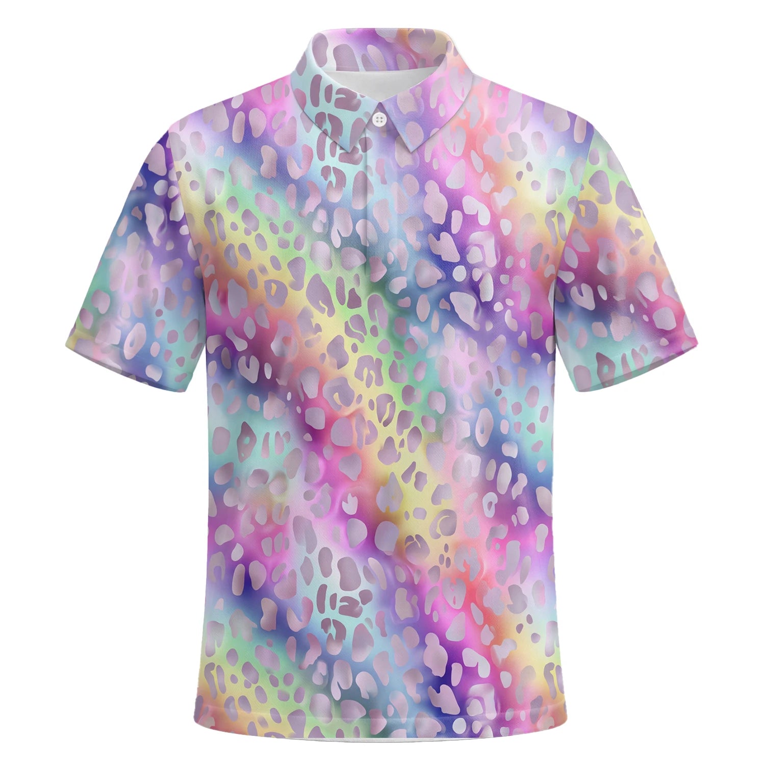 Personalisiertes Golf Poloshirt Pastell Regenbogen Leo Print Design für Herren E5373 | Kurzarm Premium | 6.webp