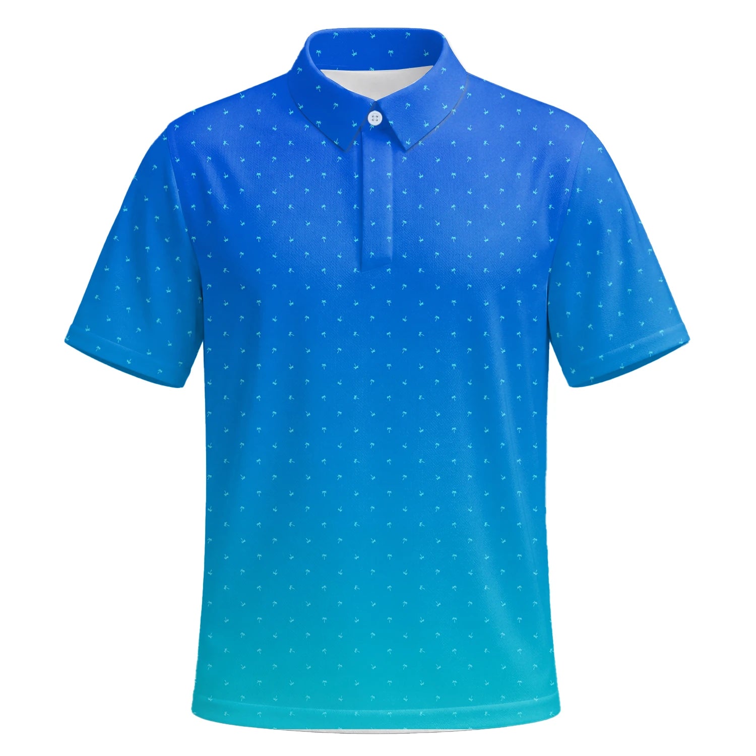 Personalisiertes Golf Poloshirt Blau Türkis Punkt Verlauf Design für Herren C6032 | Kurzarm Premium | 6.webp