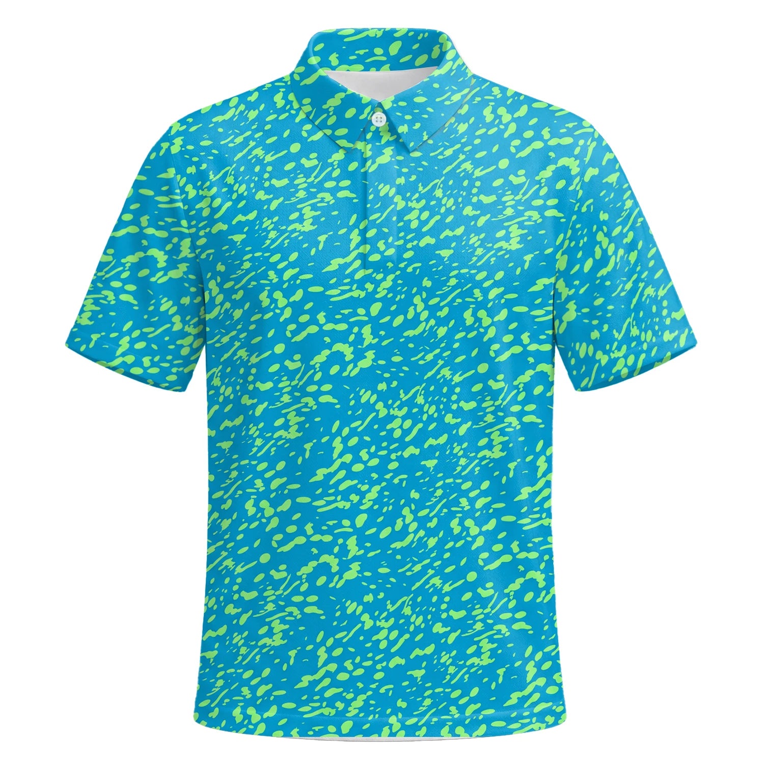 Personalisiertes Golf Poloshirt Türkis Limettengrünes Farbklecks Design für Herren G8287 | Kurzarm Premium | 6.webp