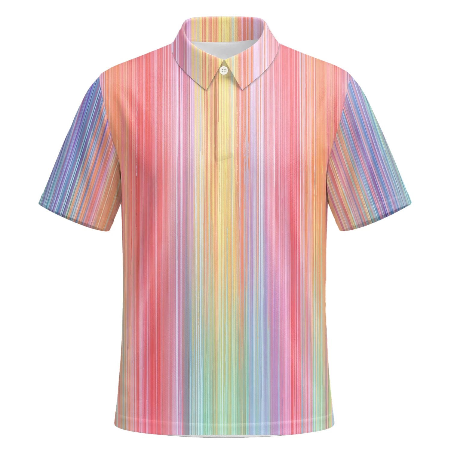 Personalisiertes Golf Poloshirt Pastell Regenbogen Streifen Design für Herren C5307 | Kurzarm Premium | 6.webp