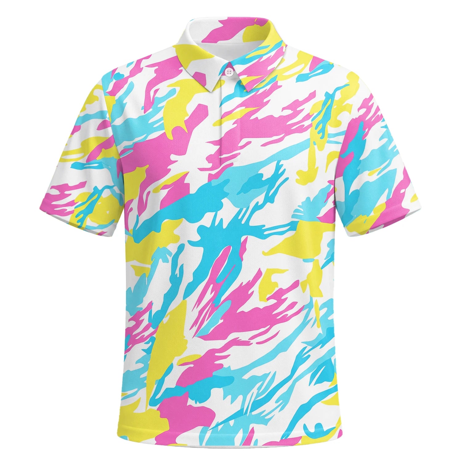 Personalisiertes Golf Poloshirt Pastell Regenbogen Camo Design für Herren F0280 | Kurzarm Premium | 6.webp