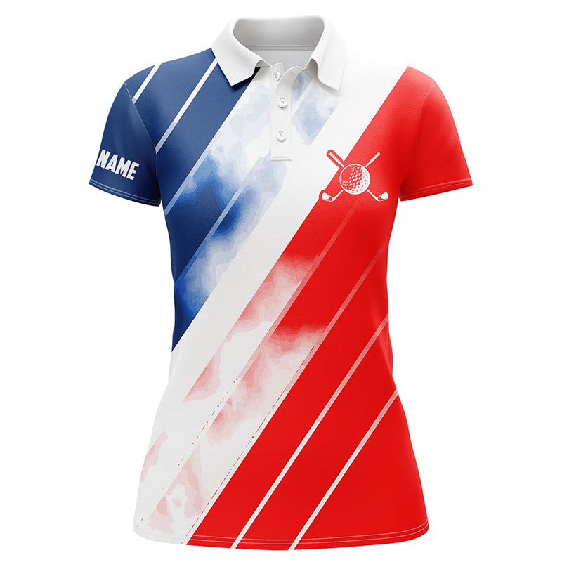 Personalisierte Damen Golfpoloshirts in Rot, Weiß und Blau – Stilvolle Golfbekleidung für Frauen T120