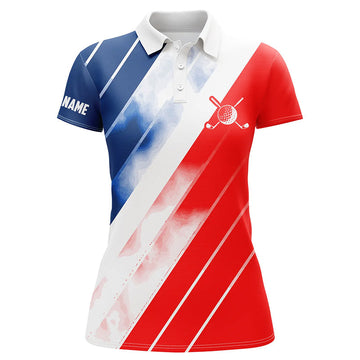 Personalisierte Damen Golfpoloshirts in Rot, Weiß und Blau – Stilvolle Golfbekleidung für Frauen T120