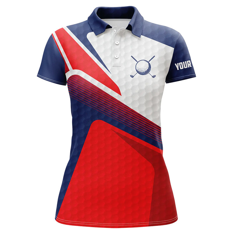 Individuelle Damen Golf Polo-Shirts in Rot, Weiß und Blau - Perfekte personalisierte Golfgeschenke T138