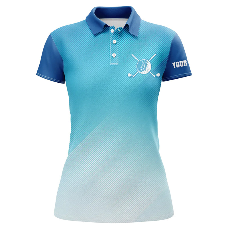 Individuelles Damen Golf Polo mit Blauem Muster - Stylisches Sportoutfit für Golferinnen T111
