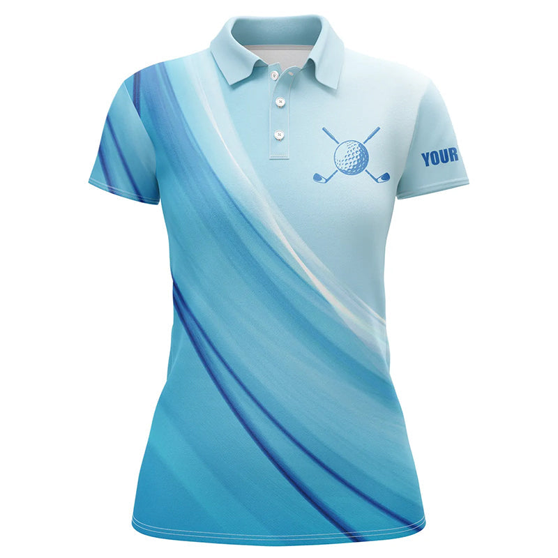 Personalisierbares Damen Golf Polo-Shirt mit Blauem Muster – Stilvolle Sportbekleidung für Frauen T112