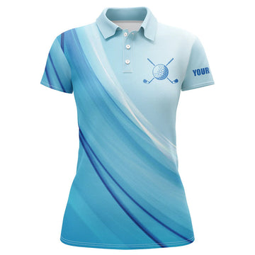 Personalisierbares Damen Golf Polo-Shirt mit Blauem Muster – Stilvolle Sportbekleidung für Frauen T112