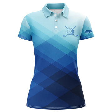 Damen Golf Poloshirts mit Individuellem Blauem Muster - Stilvolle Golfmode für Frauen T113