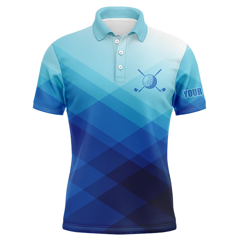 Herren Golf Polo-Shirt mit individuell gestaltetem blauen Muster – Stilvolle Sportbekleidung für Golfer T113