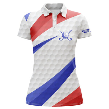 Personalisierte Damen Golf Poloshirts - Rote, Weiße und Blaue Patriotische Golfoberteile für Frauen T116