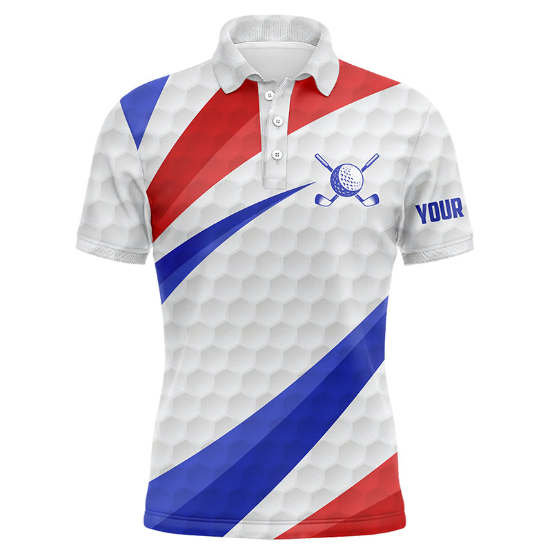 Personalisierte Herren Golfpoloshirts in patriotischen Farben – Rot, Weiß und Blau T116