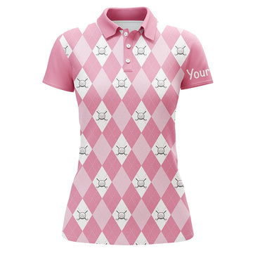 Damen Golf Polo-Shirt mit rosa Argyle-Muster N5156