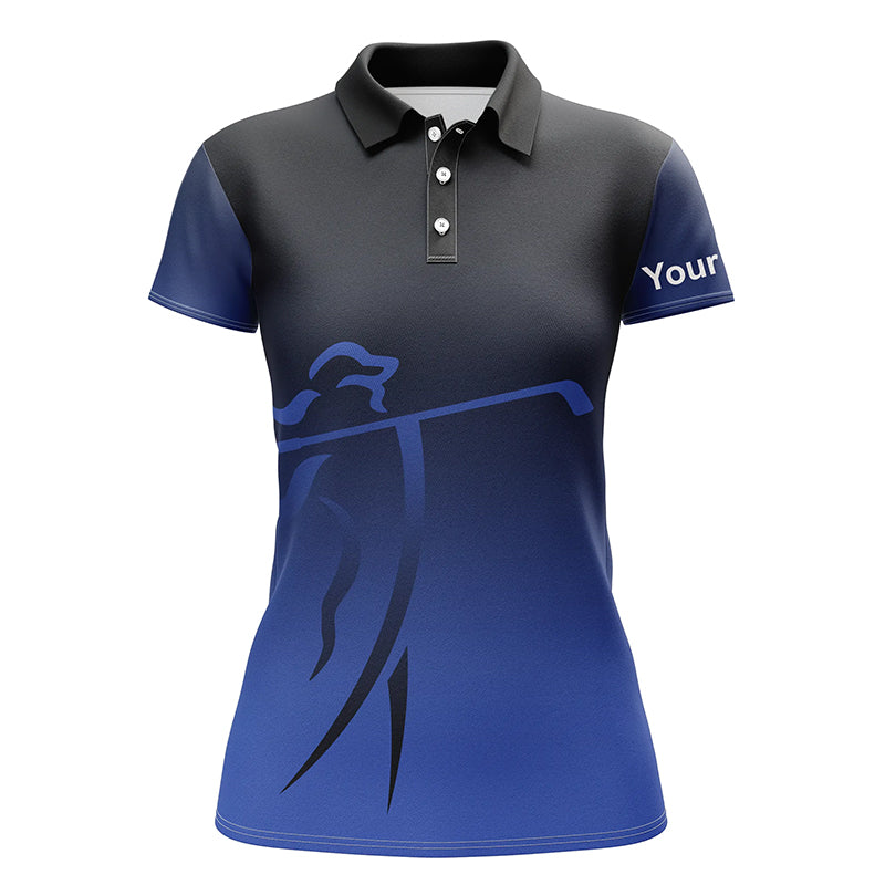 Personalisierbares Damen-Golfpoloshirt in Blauverlauf - Elegante Golfbekleidung für Frauen N7145