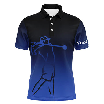 Personalisierte Herren Golf-Polo-Shirts mit blauem Farbverlauf – Premium Golfbekleidung für den stilvollen Auftritt N7145