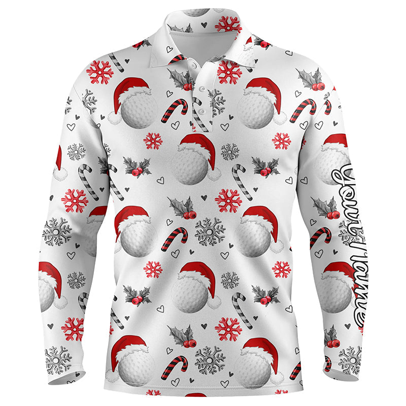 Individuelles Weihnachts-Golfshirt für Herren mit lustigem Golfball-Muster – Festliche Golfoberteile für Männer N6820