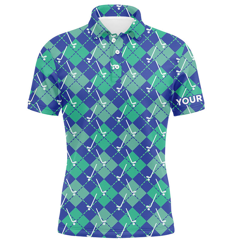 Individuelles Golf-Polo-Shirt für Herren im grünen und blauen Argyle-Muster – Das perfekte Geschenk für Golfer N6849