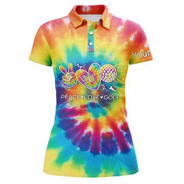 Personalisierte Damen Golf Polo mit Batik-Design – Peace, Love & Golf N5743
