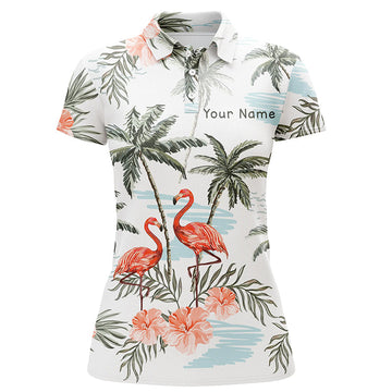 Elegantes Golf-Polo für Damen mit Flamingo- und Palmen-Motiv – Individuelles Geschenk N6878