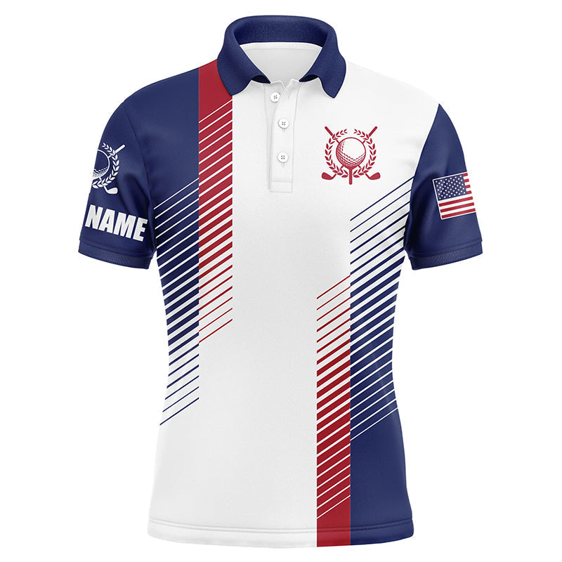 Personalisierte Herren-Golfpolos in Rot, Weiß und Blau – Patriotische Golfshirts für Männer N5507