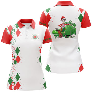 Elegantes Weihnachts-Golf-Polo für Damen mit Rautenmuster - Perfekte Weihnachtsgeschenke für Oma N4149